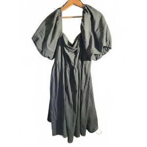 Forever 21 Plus Size Olive Green Puff Sleeve Dress 4X